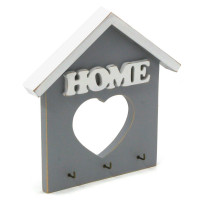 Ключниця фарбована "HOME" біла на сірому фоні