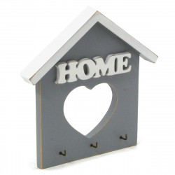 Ключниця фарбована "HOME" біла на сірому фоні